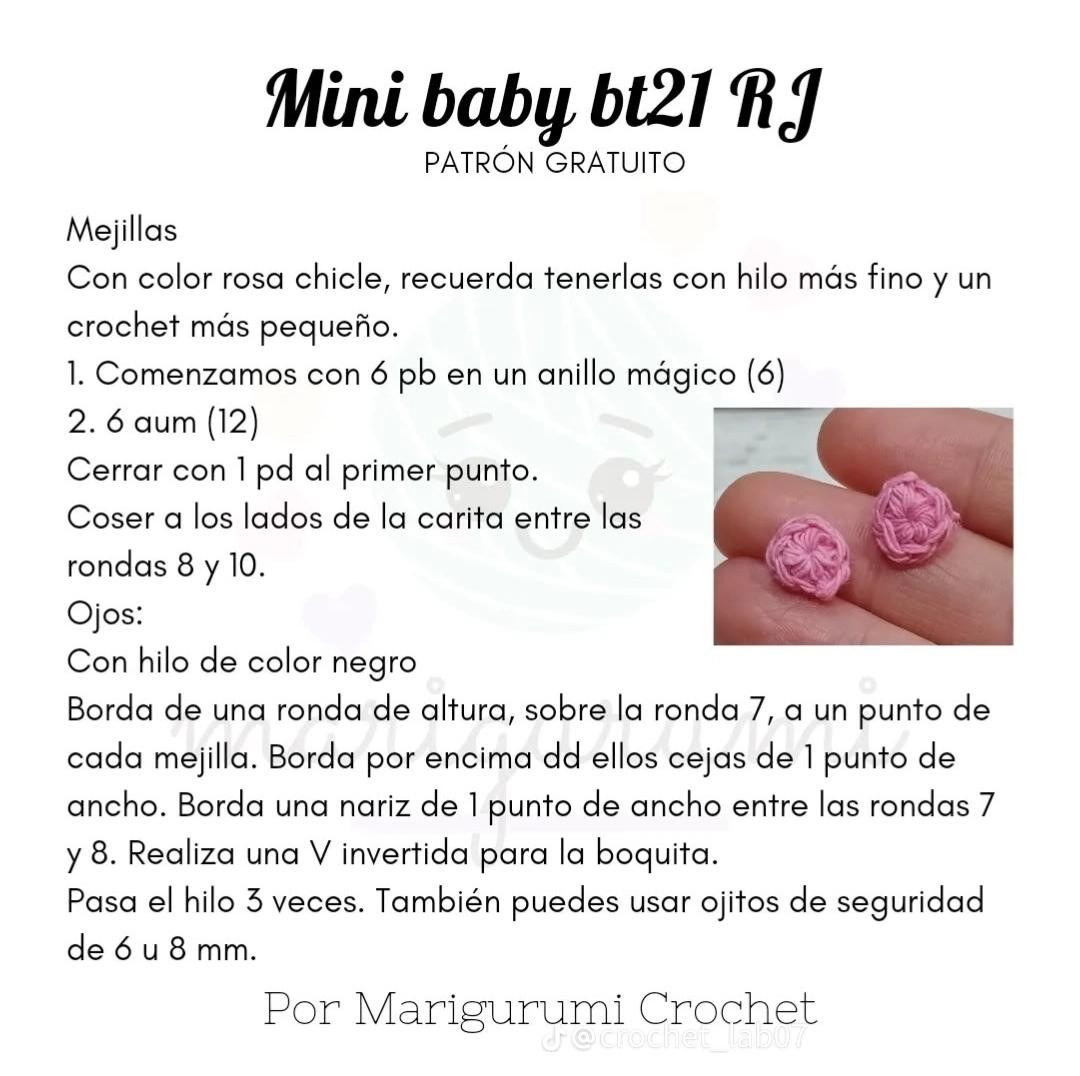Patrón de amigurumi de mini peluche BT21 RJ gratis y fácil de seguir