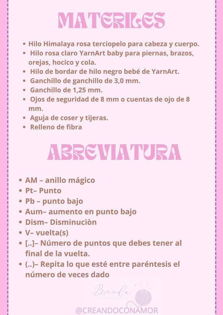 Patrón de amigurumi de oveja rosa en PDF gratuito