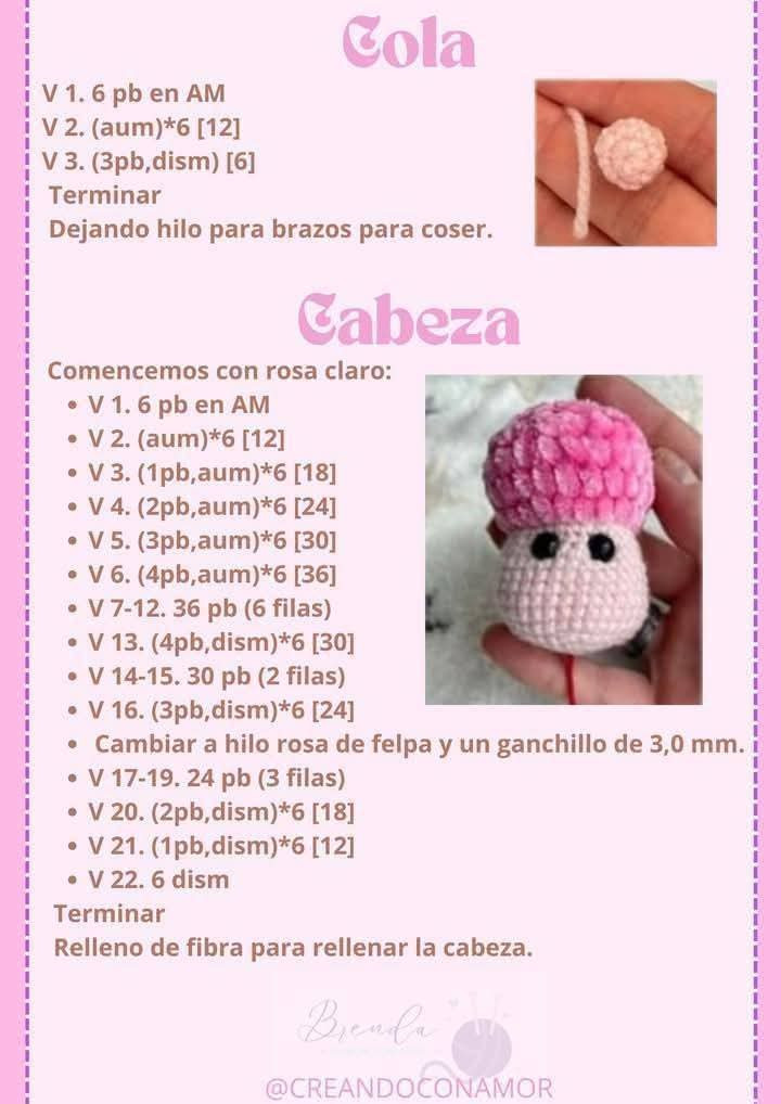 Patrón de amigurumi de oveja rosa en PDF gratuito