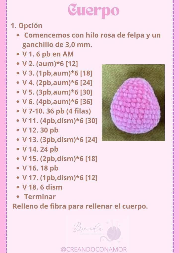 Patrón de amigurumi de oveja rosa en PDF gratuito
