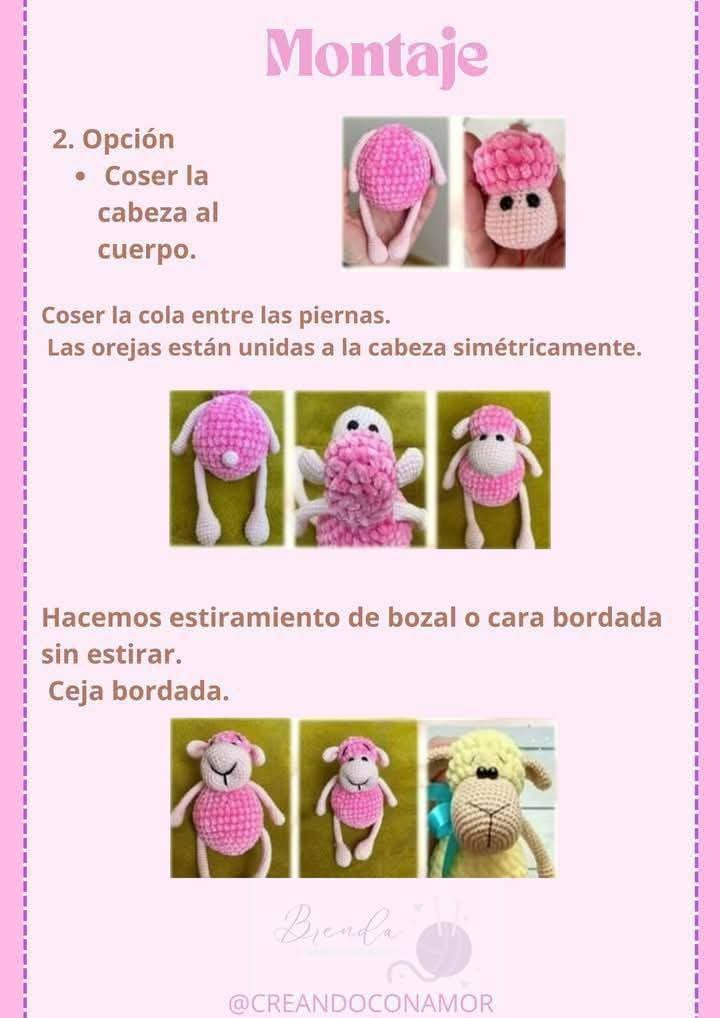 Patrón de amigurumi de oveja rosa en PDF gratuito