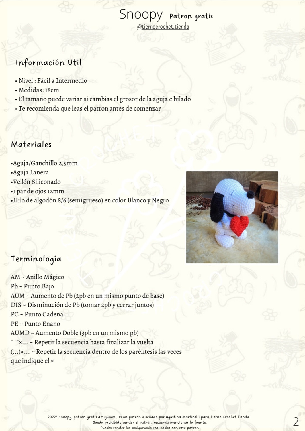 Patrón de amigurumi de perro con corazón rojo, gratis y adorable