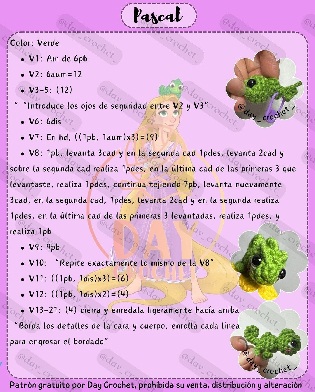 Patrón de amigurumi de princesa con instrucciones detalladas y gratuitas.