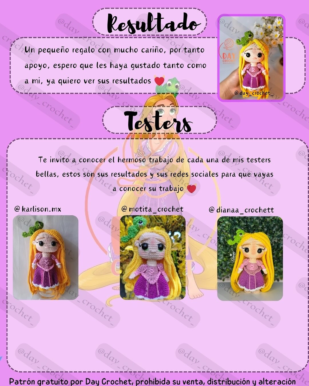 Patrón de amigurumi de princesa con instrucciones detalladas y gratuitas.
