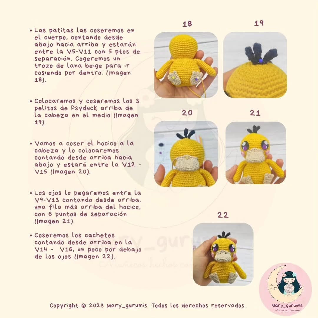 Patrón de Amigurumi de Psyduck: ¡Descárgalo y empieza a tejer ya!