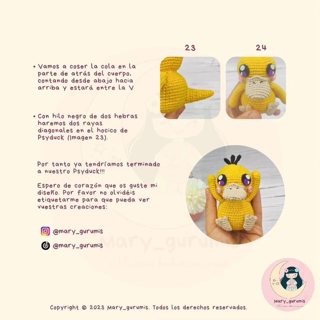 Patrón de Amigurumi de Psyduck: ¡Descárgalo y empieza a tejer ya!