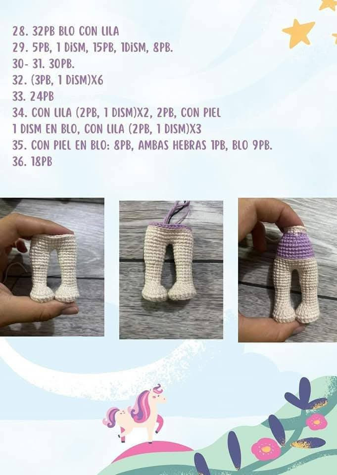 Patrón de amigurumi de Rapunzel con vestido y trenza larga.