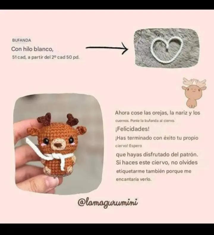 Patrón de amigurumi de reno adorable y gratuito para crochet
