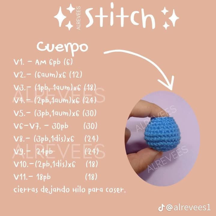 Patrón de amigurumi de Stitch para principiantes y expertos.