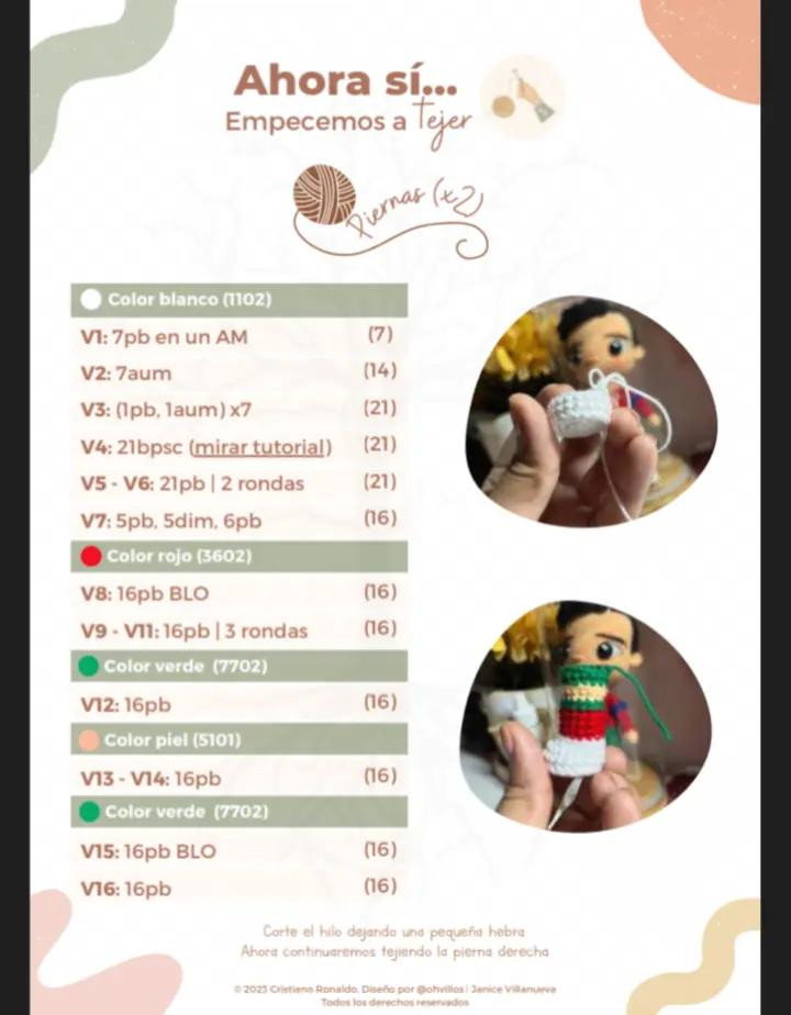 Patrón de amigurumi de un famoso futbolista con detalles impresionantes