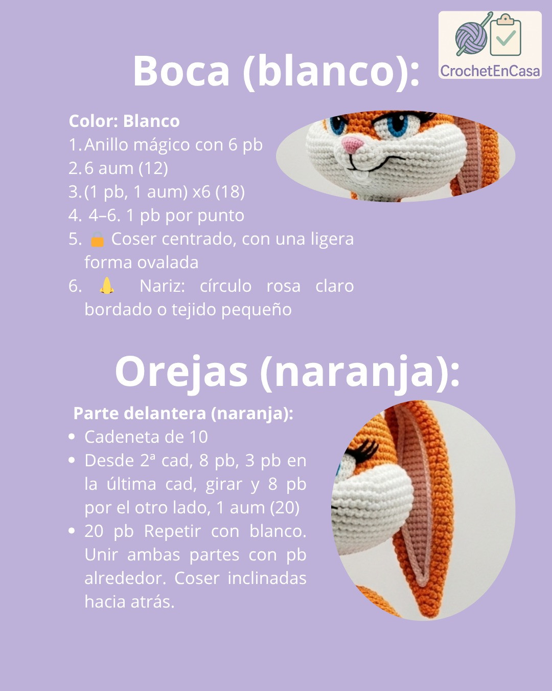 Patrón de amigurumi detallado para crear a Lola Bunny en crochet.