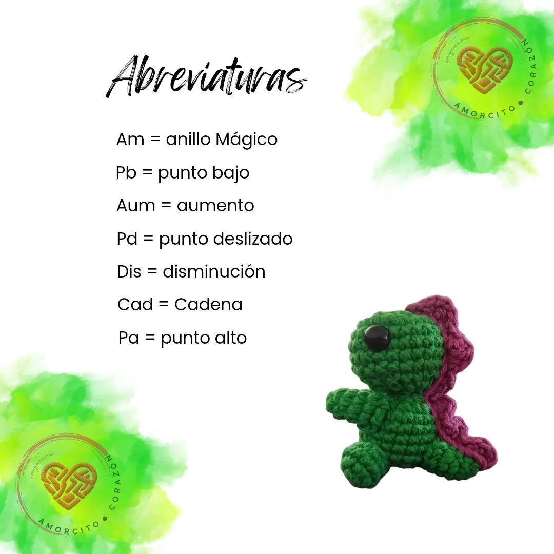 Patrón de Amigurumi: Dinosaurio Verde Gratis para Principiantes