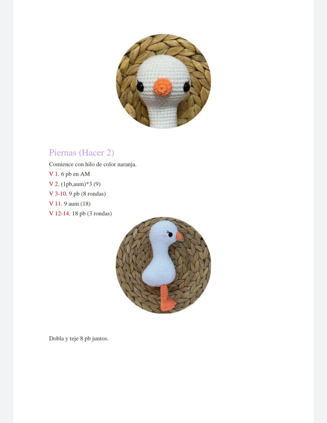 Patrón de Amigurumi: Ganso con Sombrero Elegante