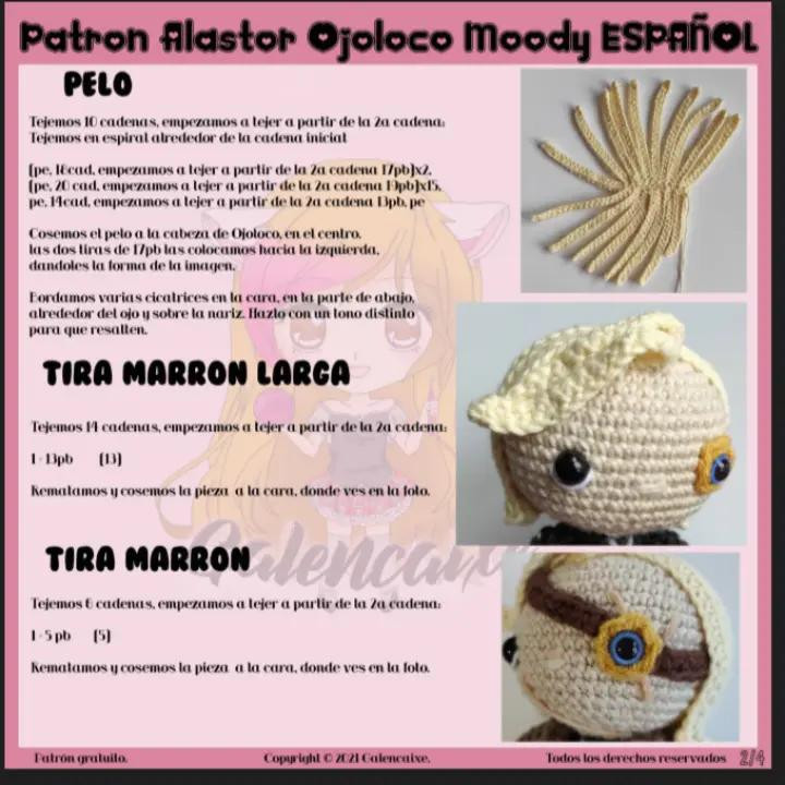 Patrón de amigurumi gratis de Ojoloco Moody en crochet