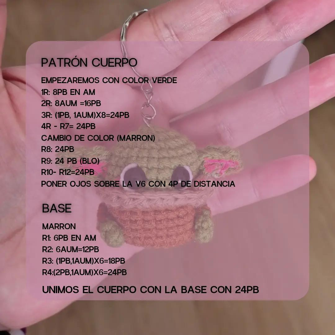 Patrón de amigurumi gratis: lindo Baby Yoda en llavero