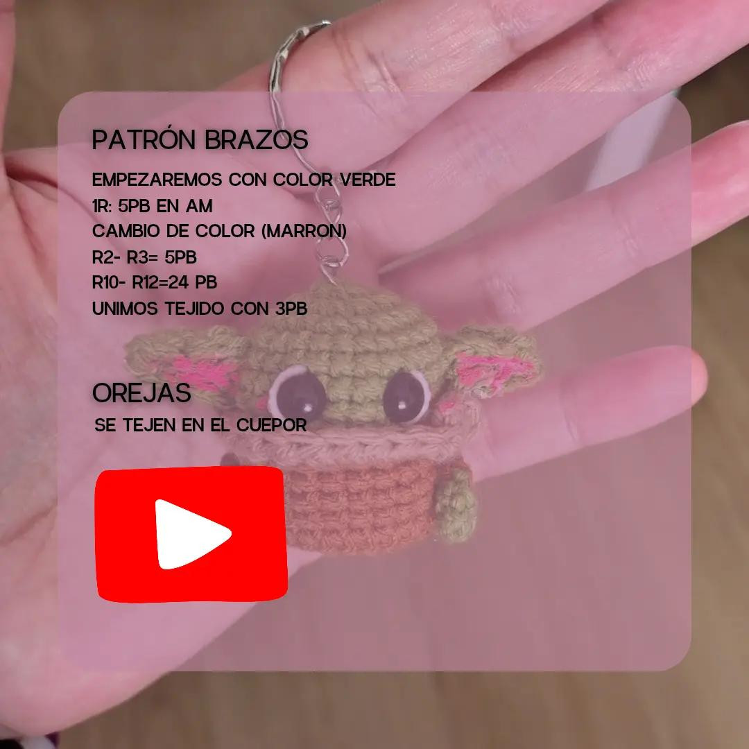 Patrón de amigurumi gratis: lindo Baby Yoda en llavero