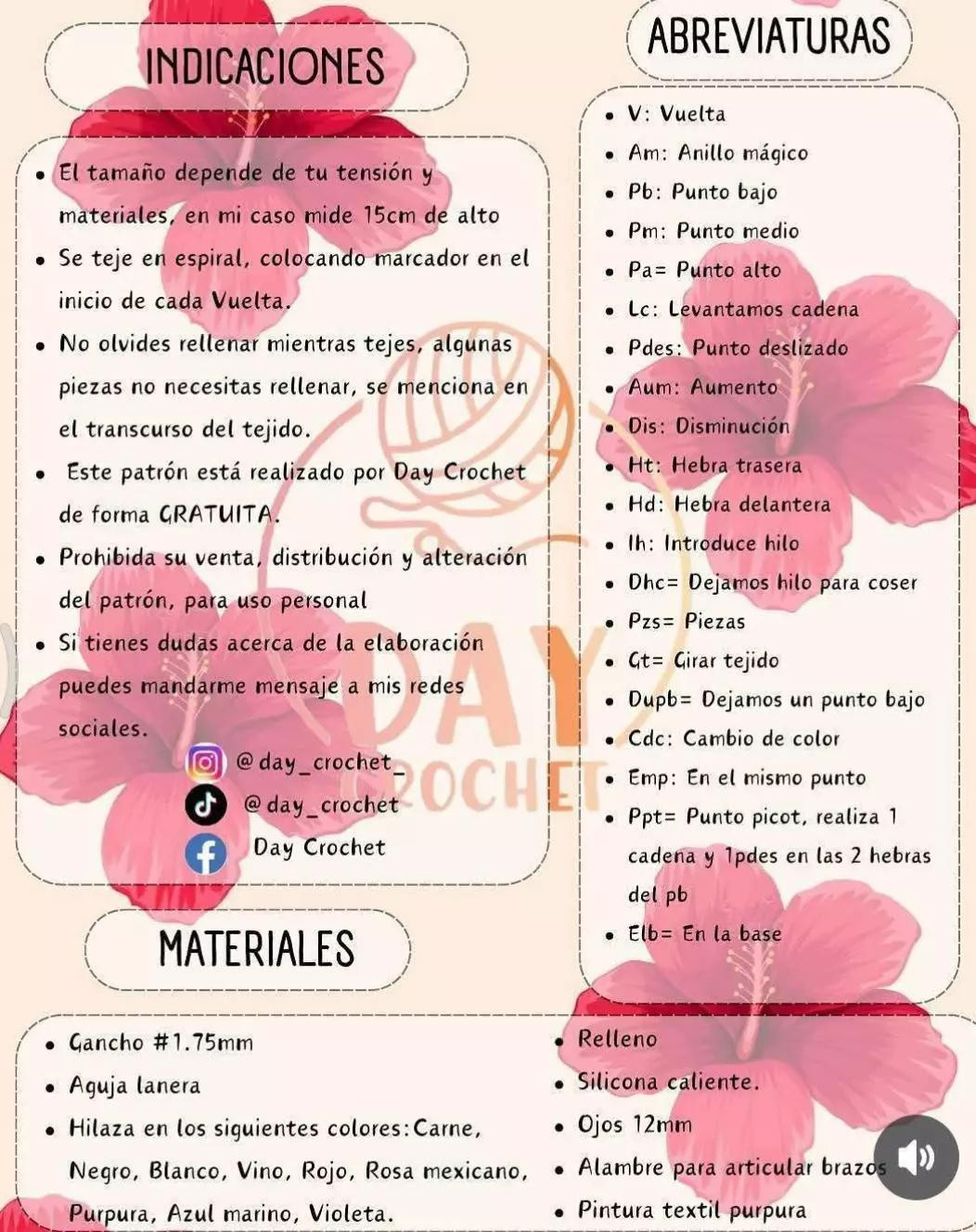 Patrón de amigurumi gratis: muñeca con vestido tradicional y flores