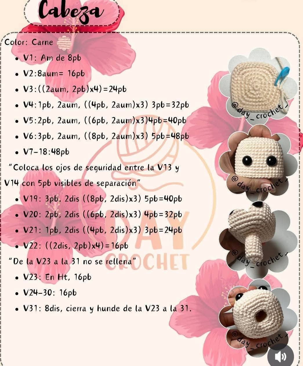 Patrón de amigurumi gratis: muñeca con vestido tradicional y flores