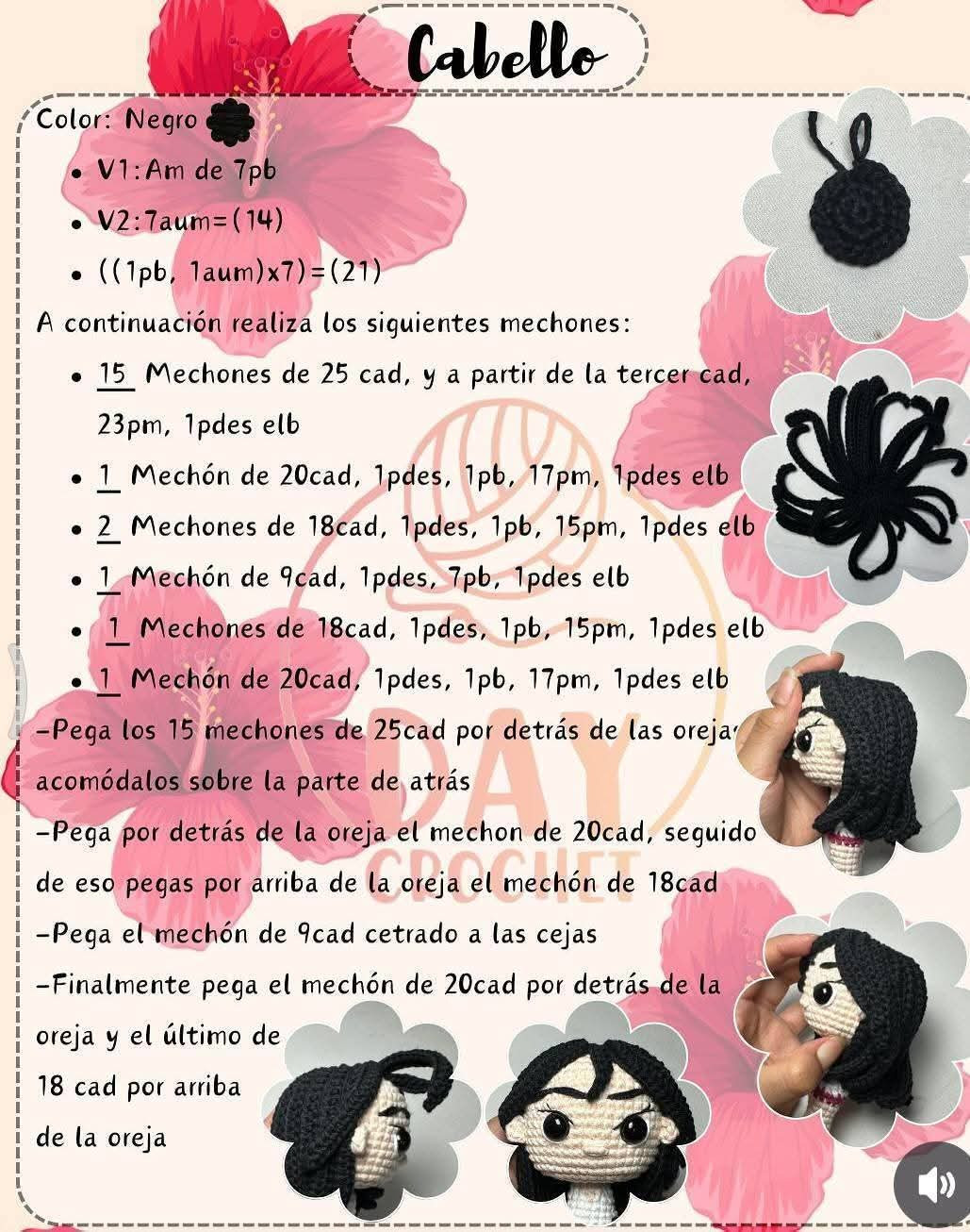 Patrón de amigurumi gratis: muñeca con vestido tradicional y flores