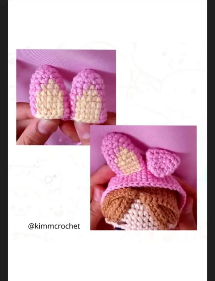 Patrón de amigurumi gratis: muñeco de crochet con orejas de conejo.
