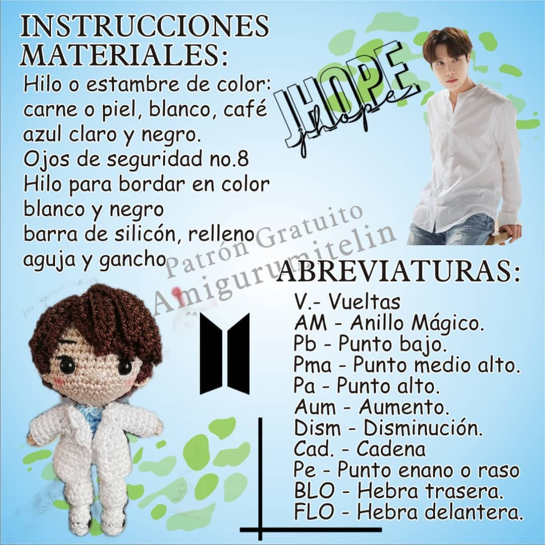 Patrón de Amigurumi Gratis para Crear a J-Hope de BTS