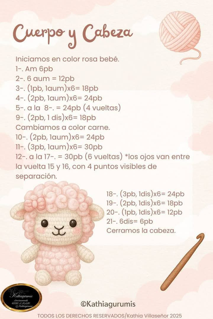Patrón de amigurumi gratis para tejer una ovejita adorable.