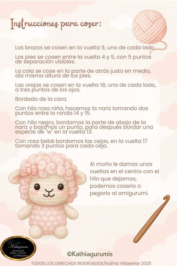 Patrón de amigurumi gratis para tejer una ovejita adorable.