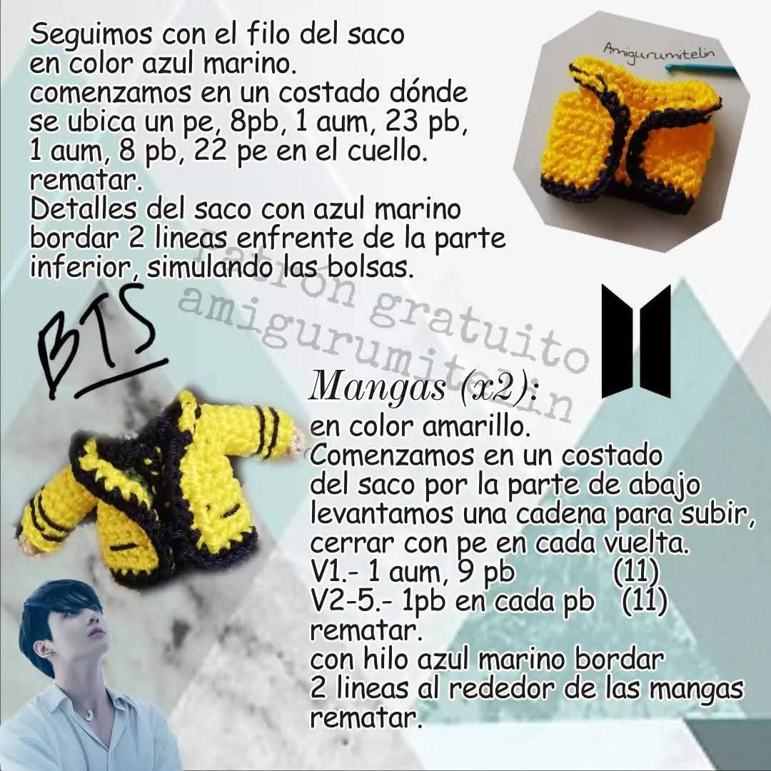 Patrón de Amigurumi Inspirado en Uniforme Escolar de Jungkook de BTS