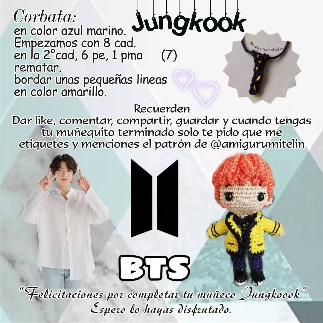 Patrón de Amigurumi Inspirado en Uniforme Escolar de Jungkook de BTS