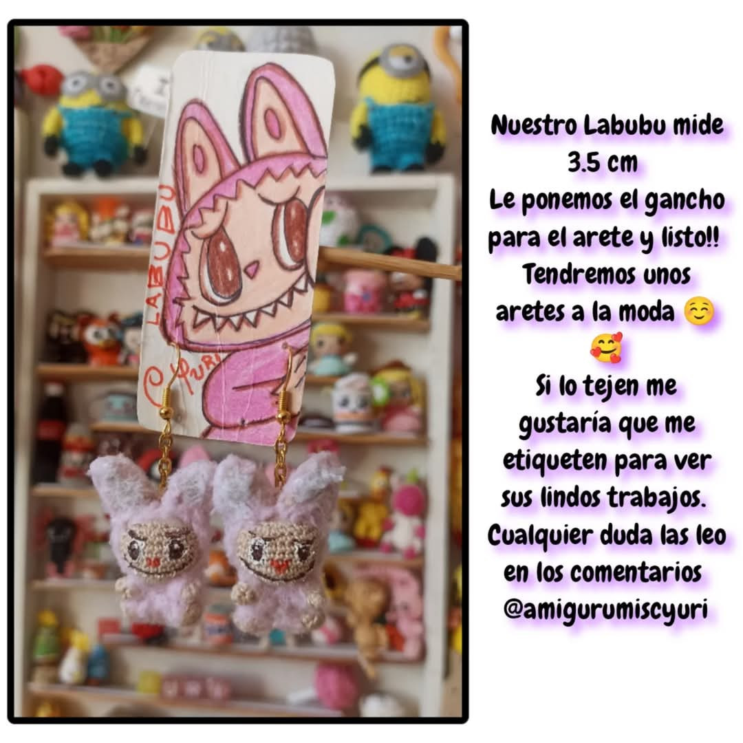 Patrón de Amigurumi: Lindos Aretes Labubu para Crear