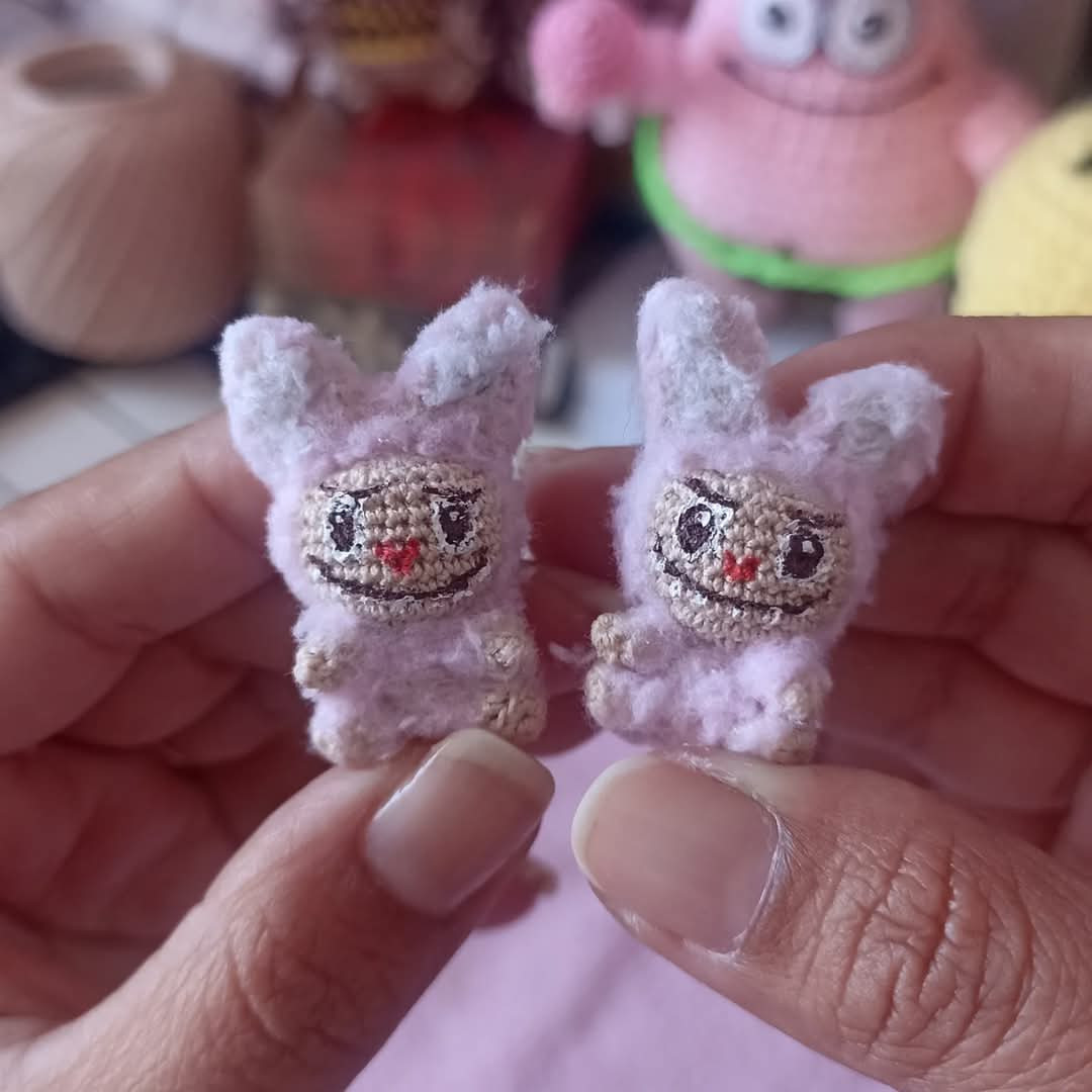 Patrón de Amigurumi: Lindos Aretes Labubu para Crear
