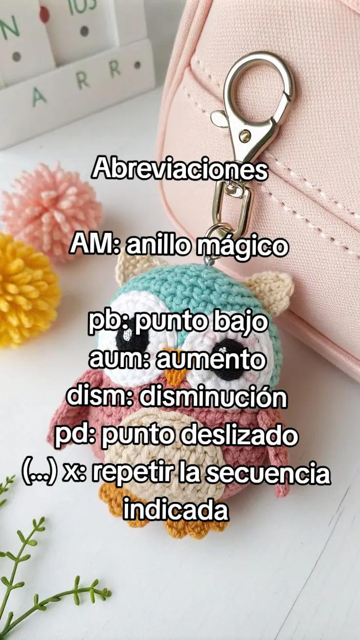 Patrón de Amigurumi: Llavero Búho de Nivel Intermedio, Tamaño 10 cm