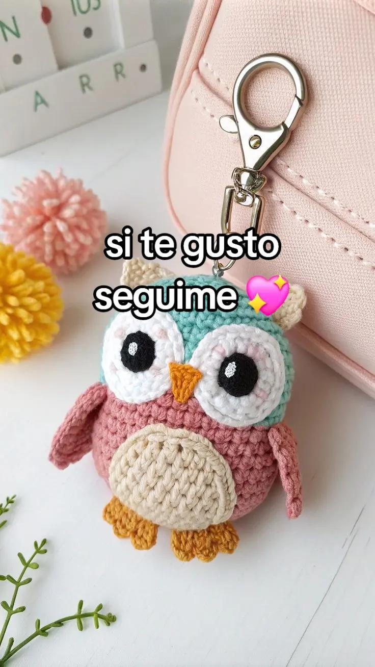 Patrón de Amigurumi: Llavero Búho de Nivel Intermedio, Tamaño 10 cm