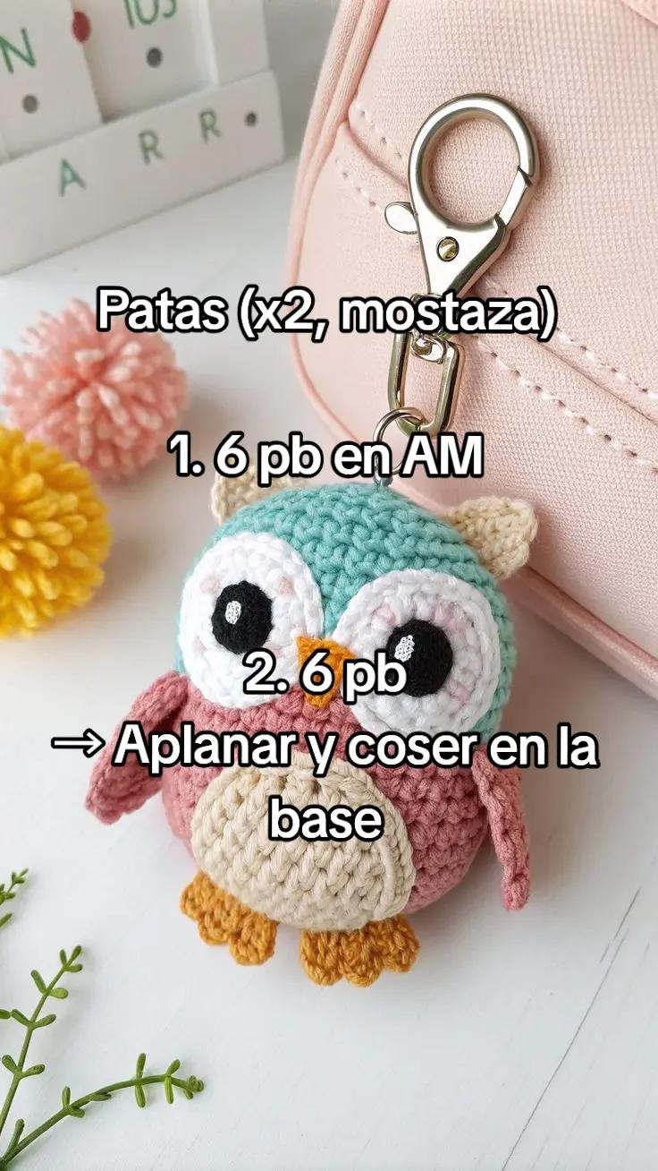 Patrón de Amigurumi: Llavero Búho de Nivel Intermedio, Tamaño 10 cm