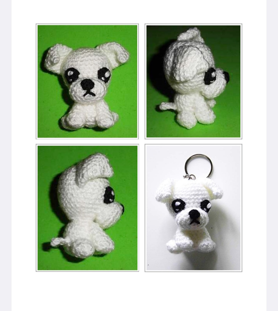 Patrón de Amigurumi: Llavero de Perro Blanco
