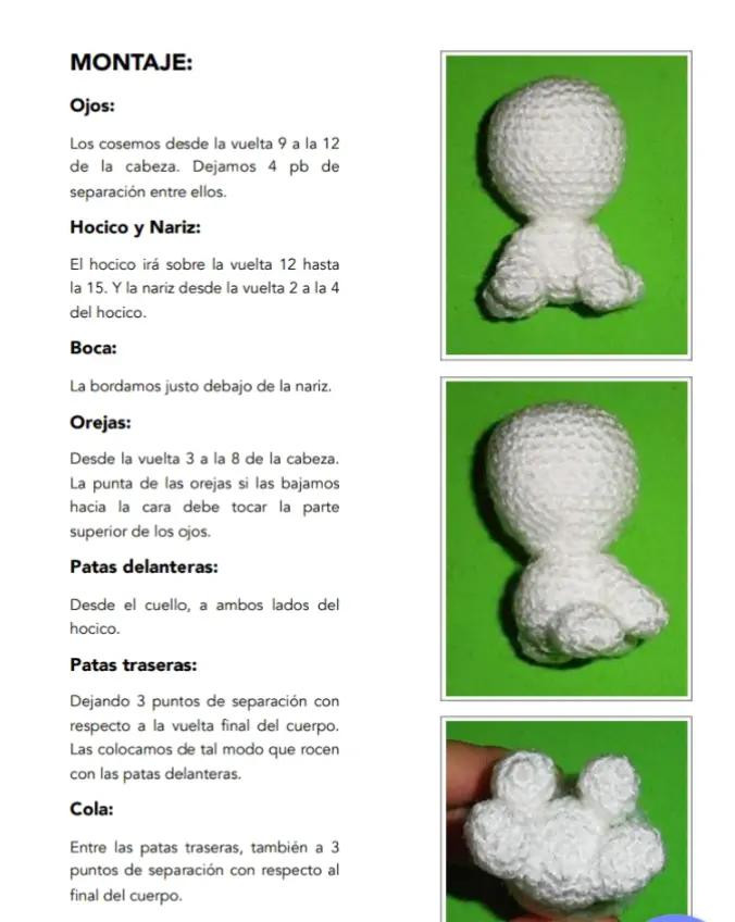 Patrón de Amigurumi: Llavero de Perro Blanco