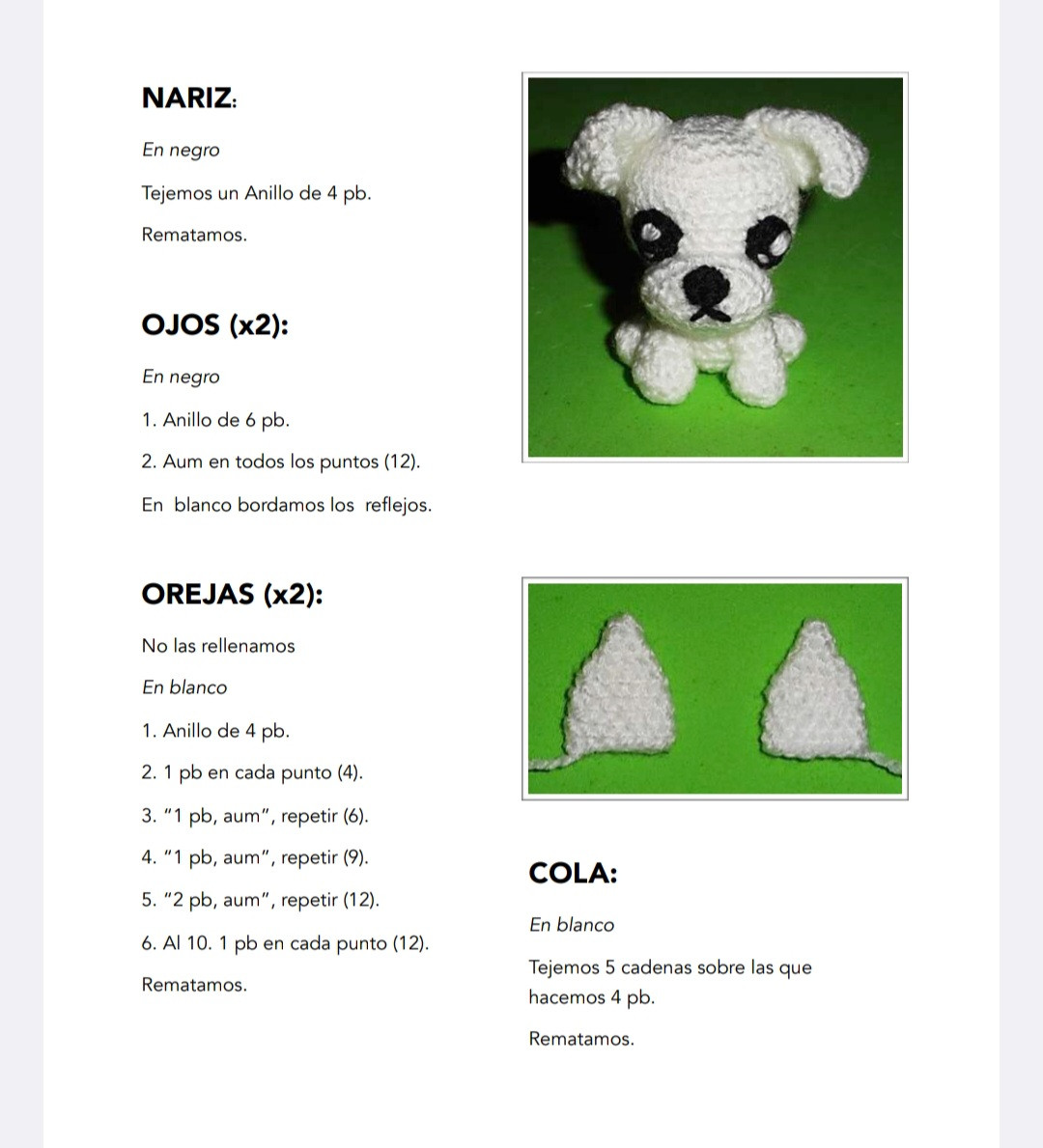 Patrón de Amigurumi: Llavero de Perro Blanco