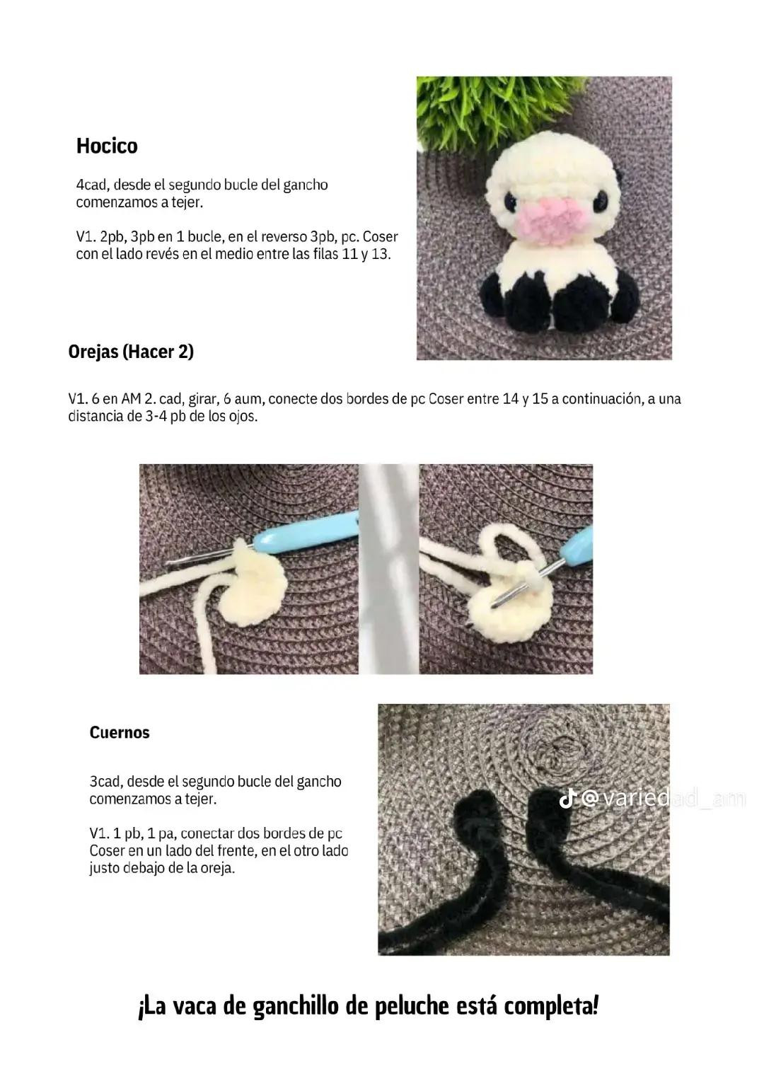 Patrón de Amigurumi: Llavero de Vaquita en Tres Colores Diferentes