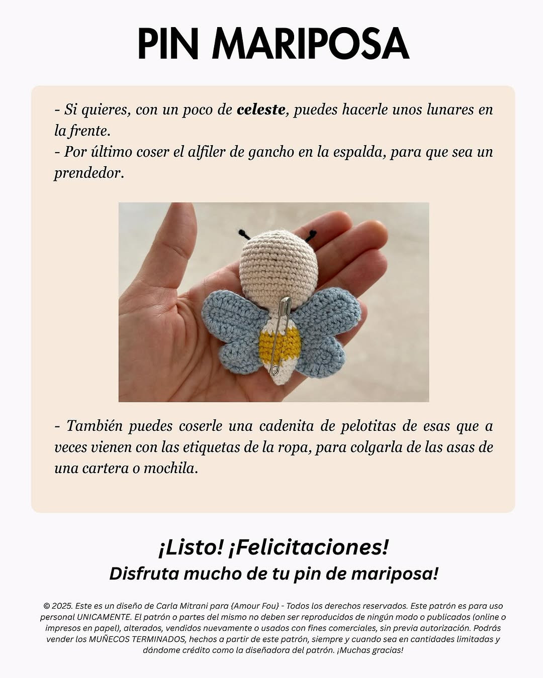 Patrón de Amigurumi: Mariposa de Ganchillo Paso a Paso Gratis