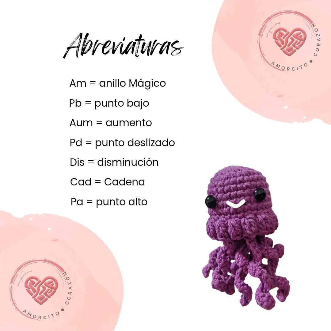 Patrón de Amigurumi Medusa: Instrucciones Gratis Para Hacer Pulpos de 10 cm