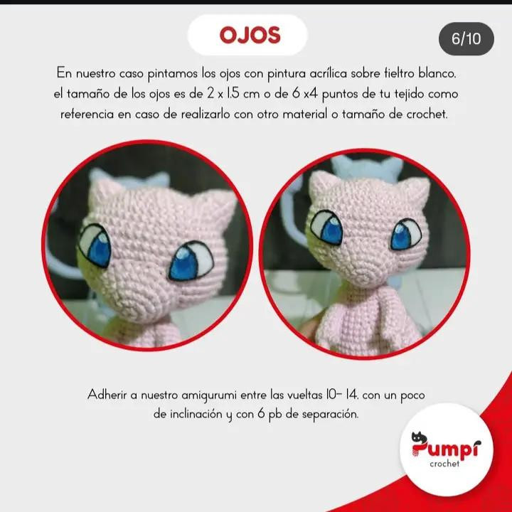 Patrón de Amigurumi: Mew de Pokémon, Parte 1