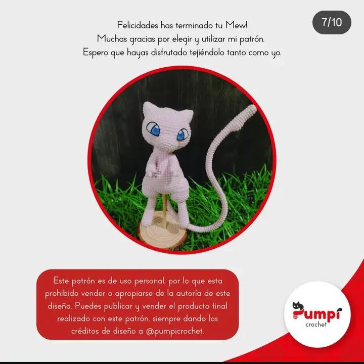 Patrón de Amigurumi: Mew de Pokémon, Parte 1