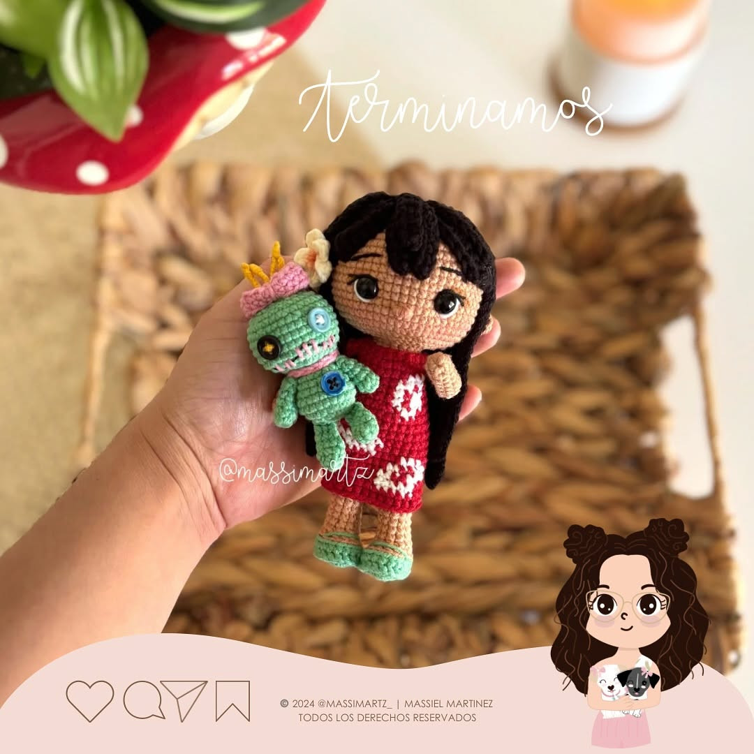 Patrón de Amigurumi: Muñeca con Vestido Rojo y Muñeco Verde