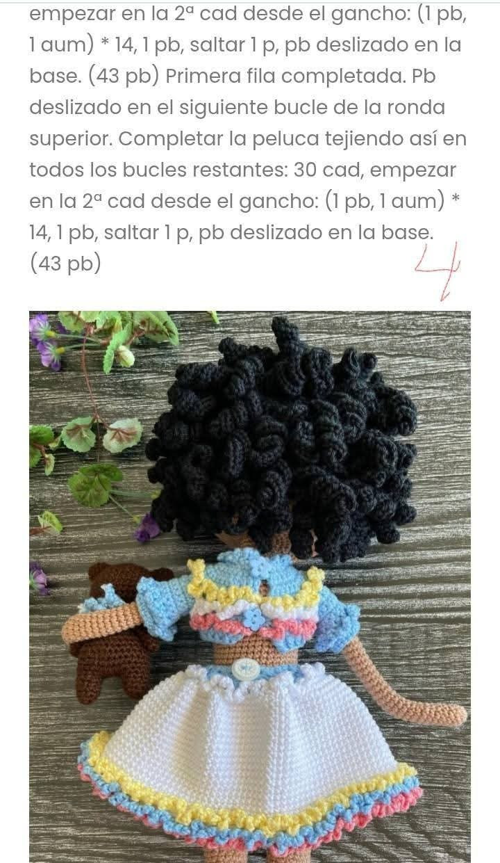 Patrón de Amigurumi: Muñeca Matilde con Oso de Peluche
