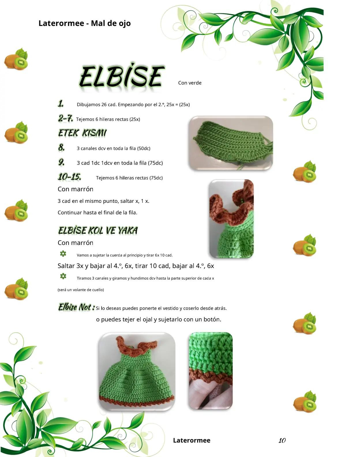 Patrón de Amigurumi: Muñeca Nazar en Vestido Verde