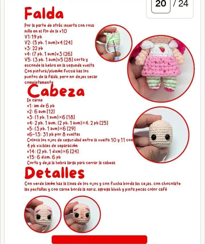 Patrón de Amigurumi: Muñeca Rosita Fresita 2009