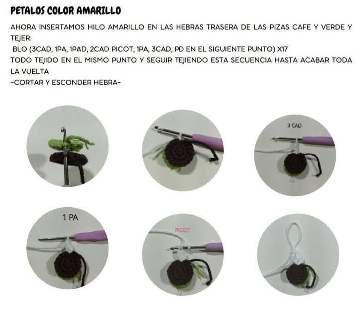 Patrón de amigurumi: Pajarito con girasol tejido a crochet