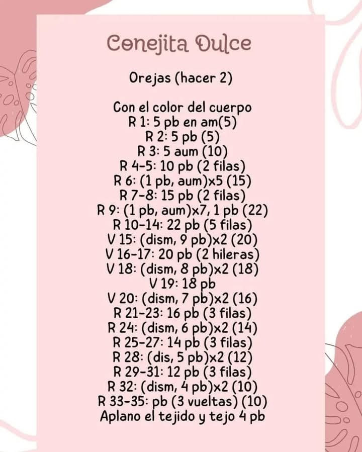 Patrón de amigurumi para coneja dulce con vestido rosa