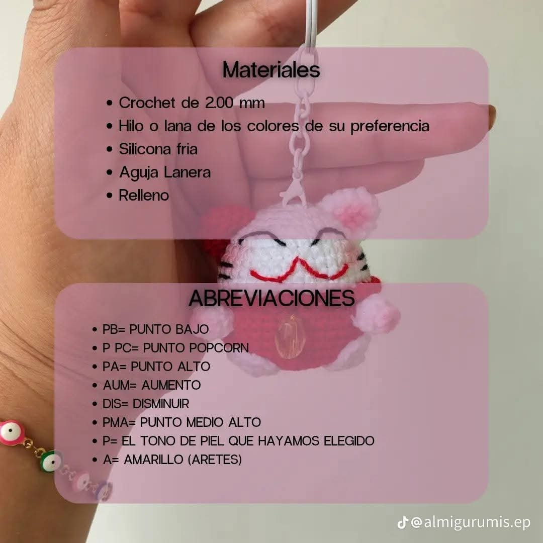 Patrón de amigurumi para crear un gato de la suerte adorable