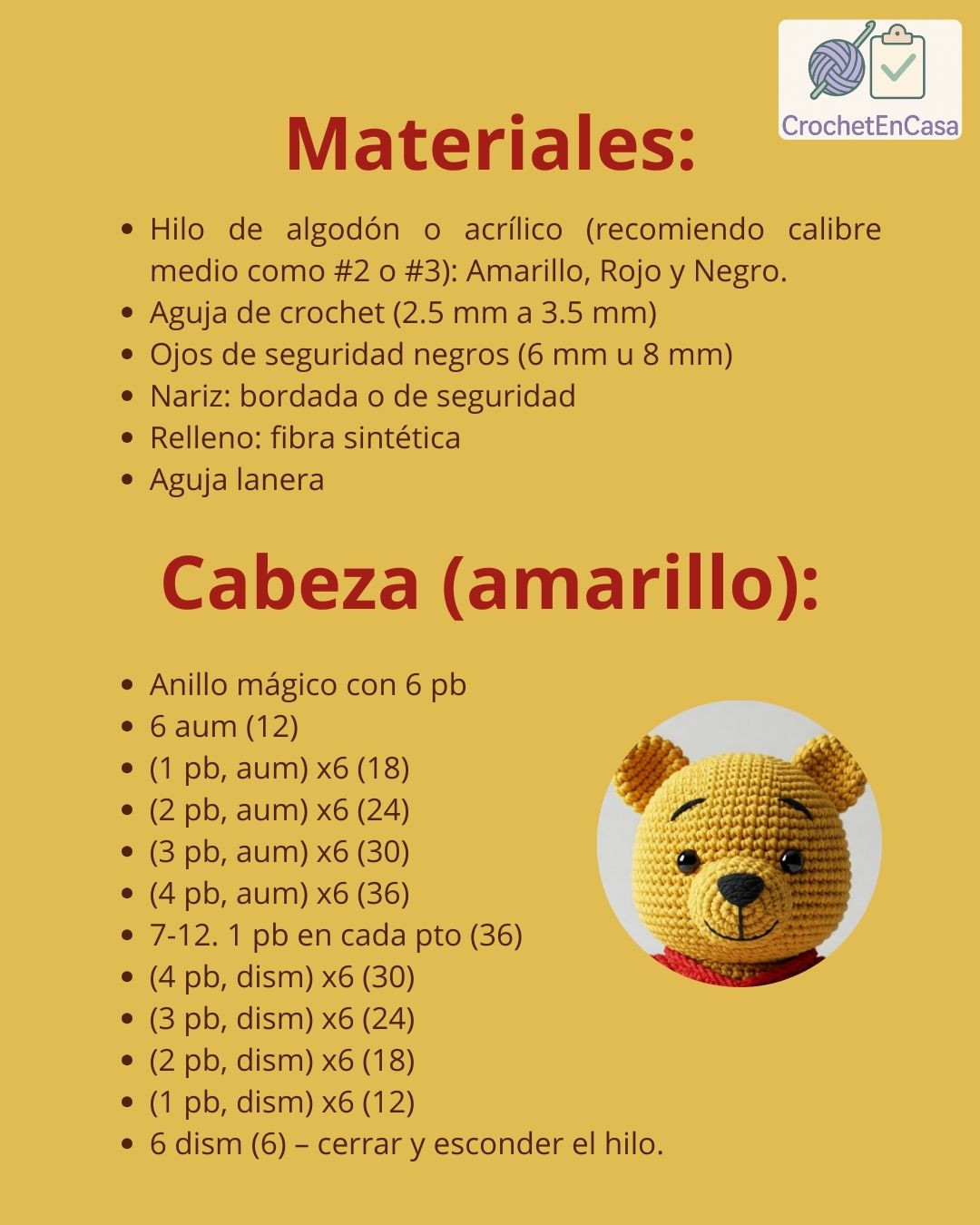 Patrón de amigurumi para tejer a Winnie Pooh fácilmente en casa